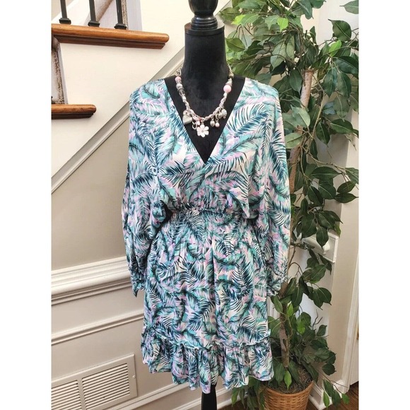 Lovestitch Womens Multi 100% Rayon V Neck Long Sleeve Knee Length Dress Size M - Picture 1 of 13